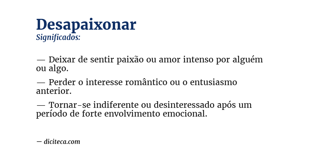 Significado de desapaixonar