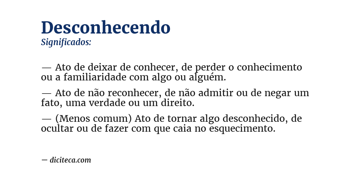 Significado de desconhecendo