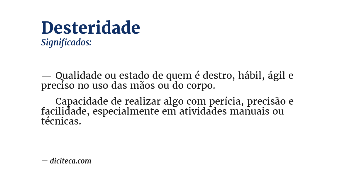 Significado de desteridade