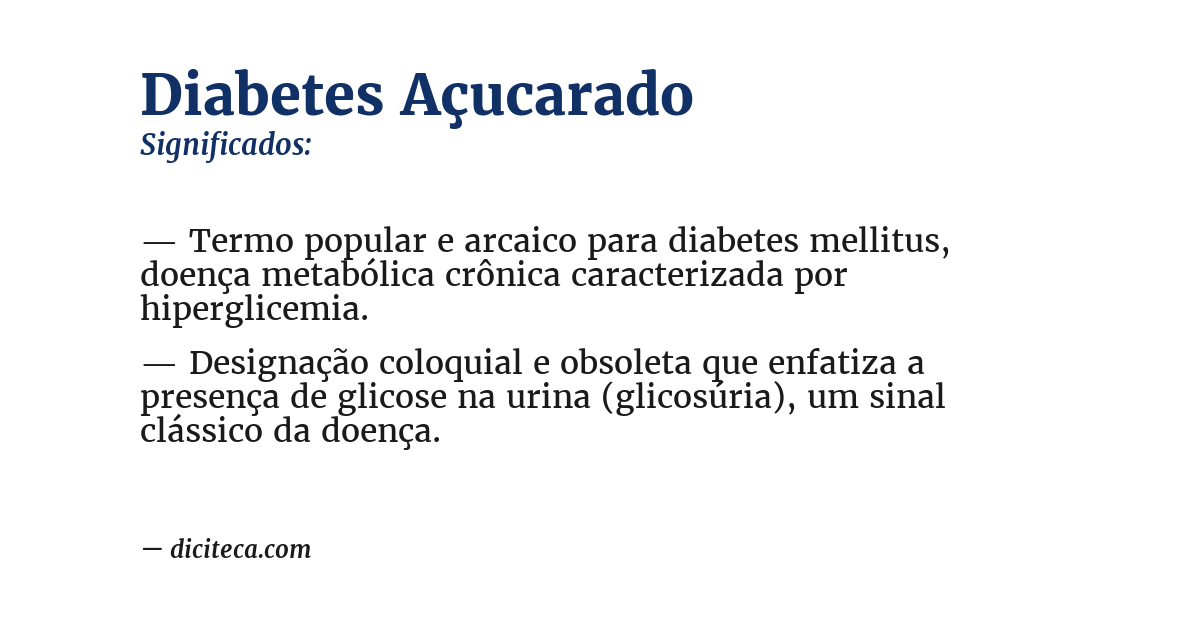 Significado de diabetes açucarado