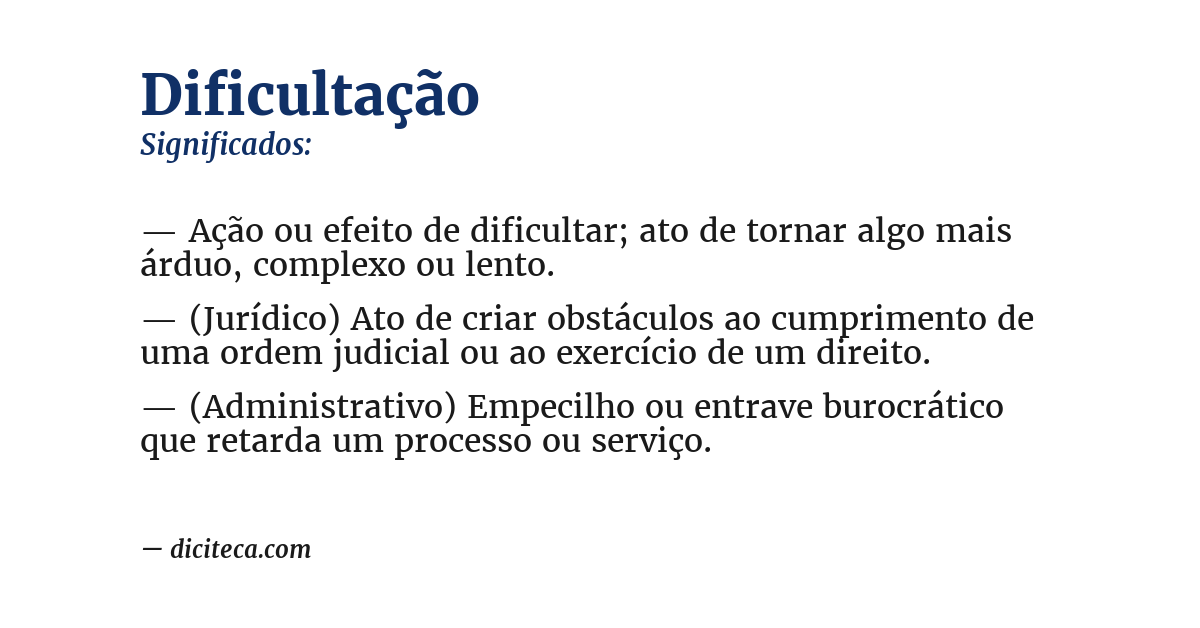 Significado de dificultação