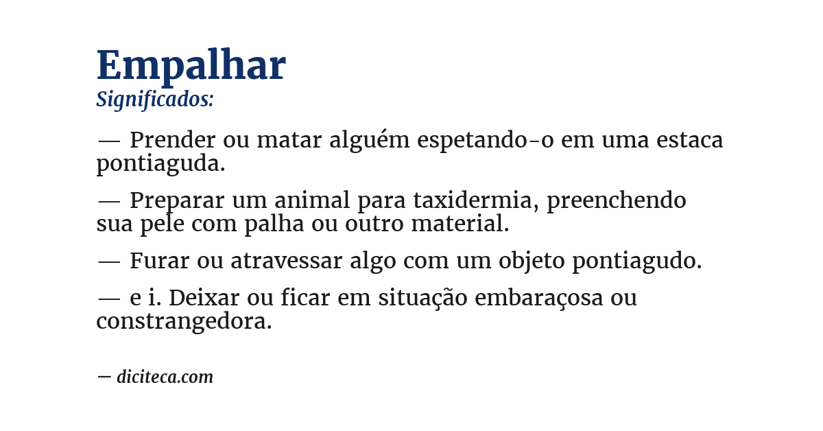 Significado de empalhar