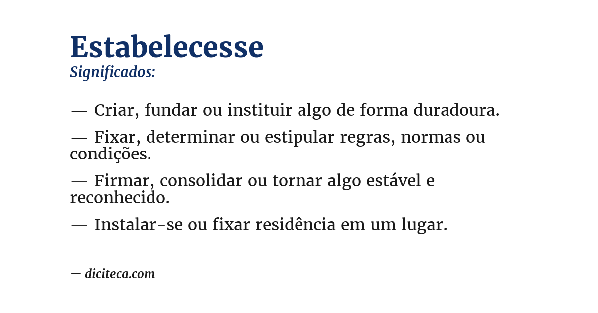 Significado de estabelecesse