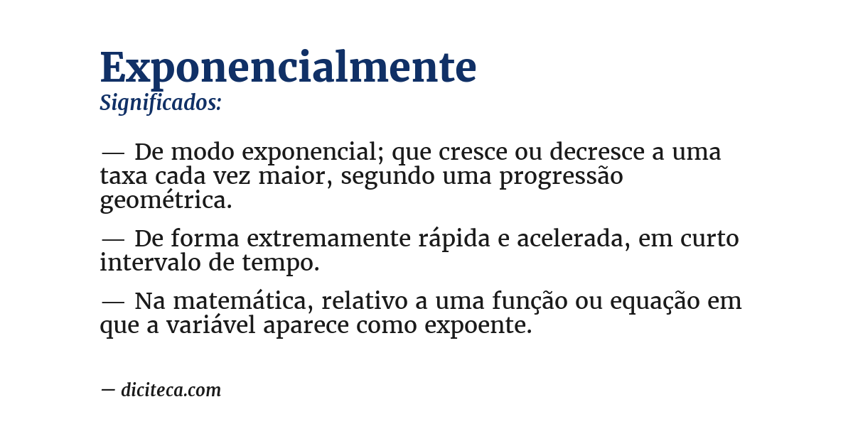 Significado de exponencialmente