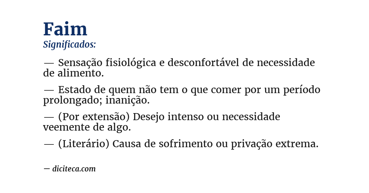Significado de faim