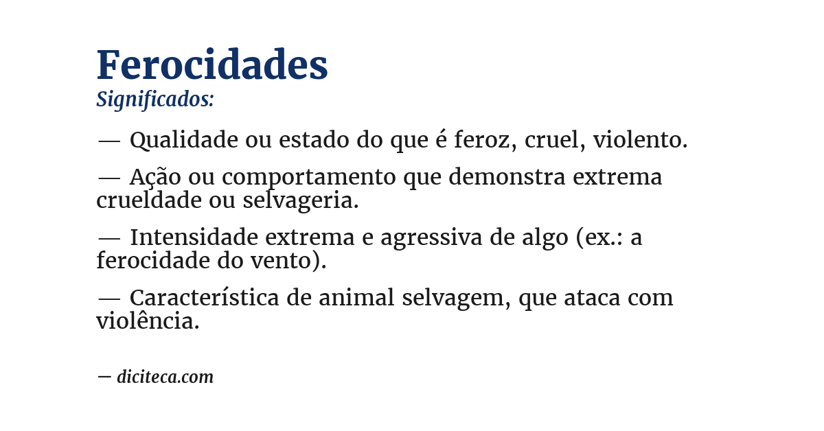 Significado de ferocidades
