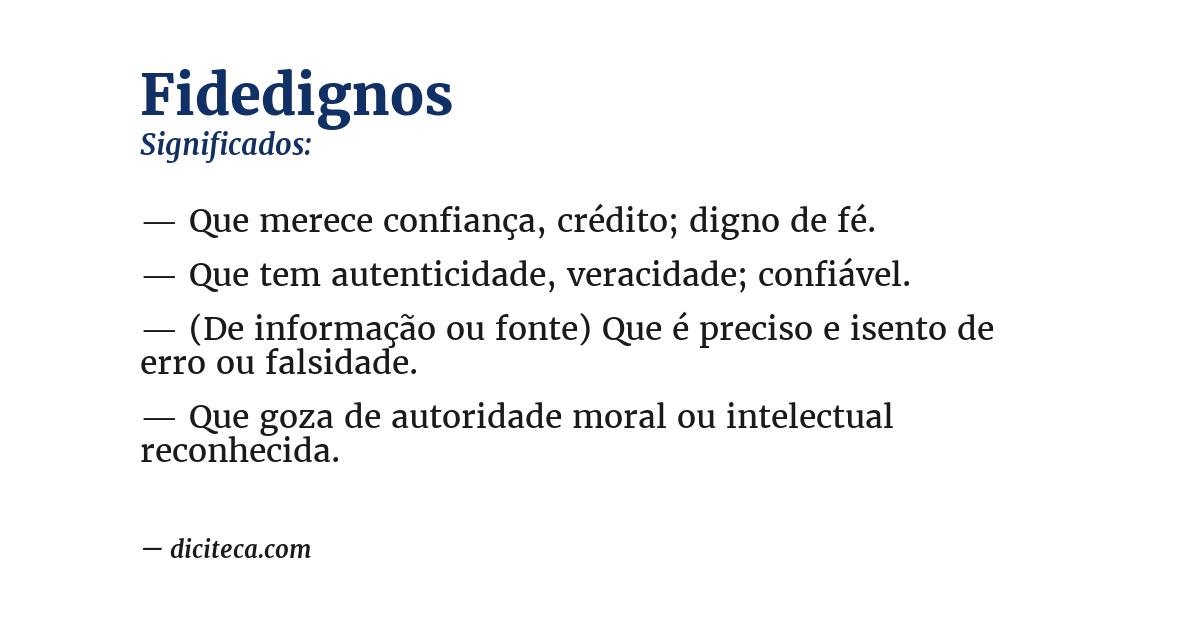 Significado de fidedignos