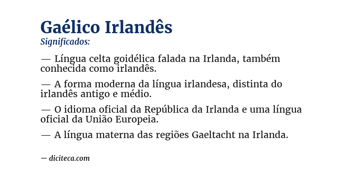 Significado de gaélico irlandês