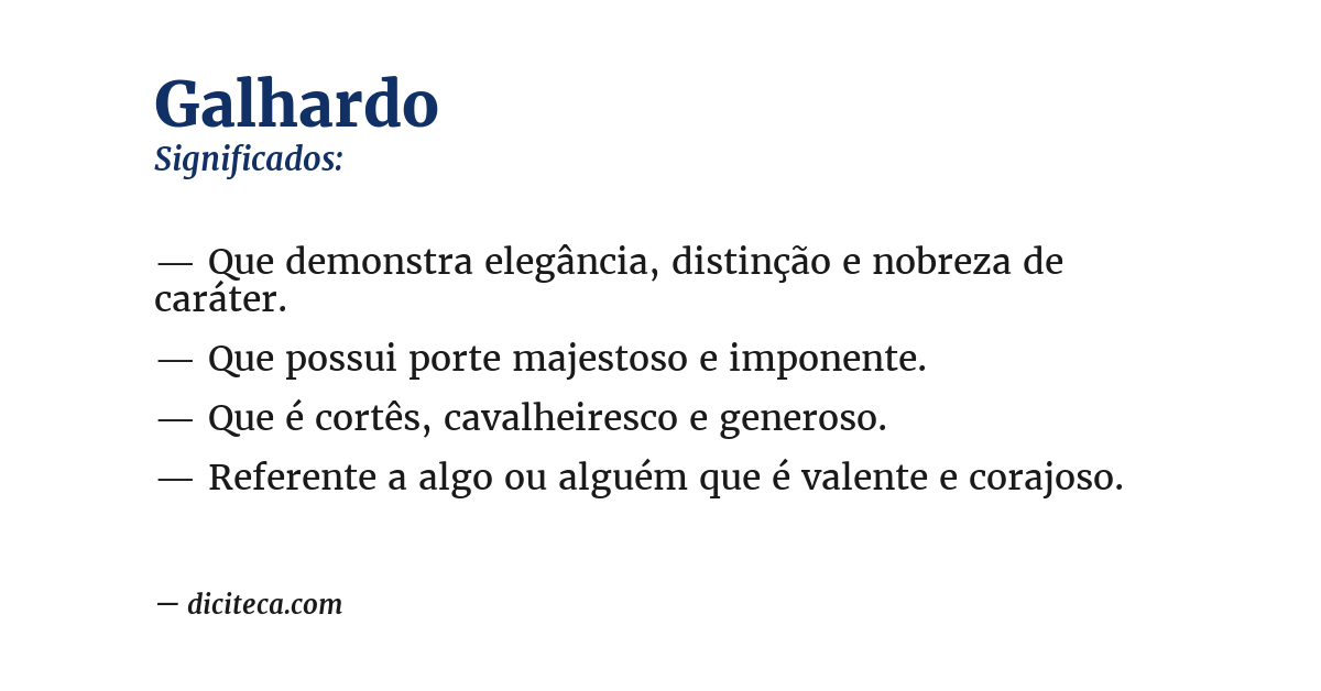 Significado de galhardo