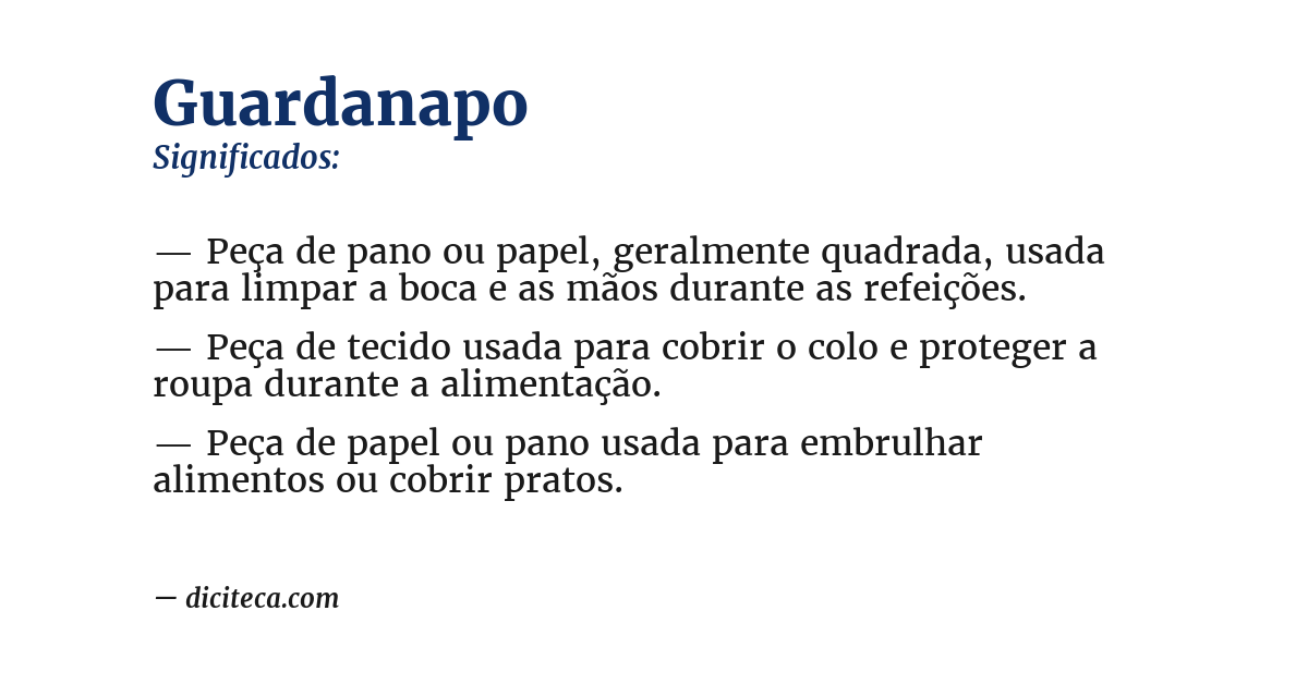 Significado de guardanapo
