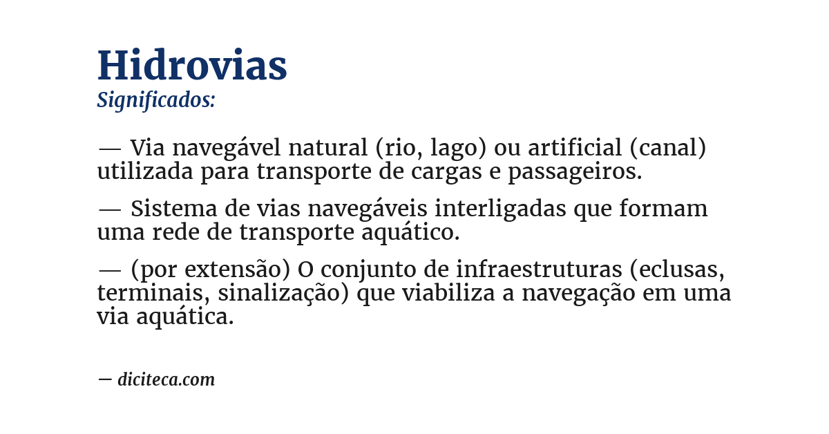 Significado de hidrovias
