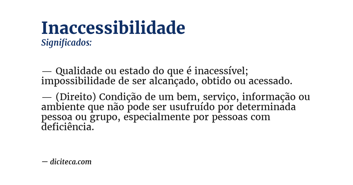 Significado de inaccessibilidade
