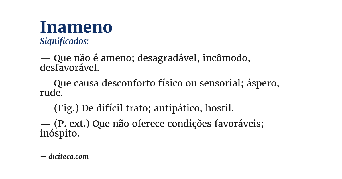 Significado de inameno