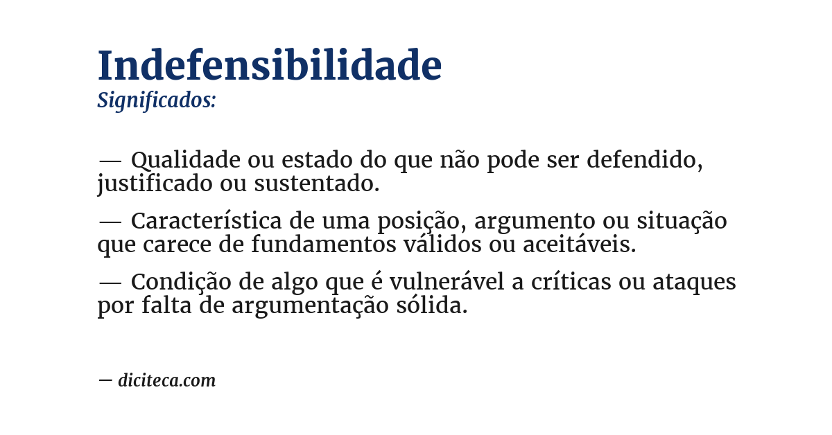 Significado de indefensibilidade