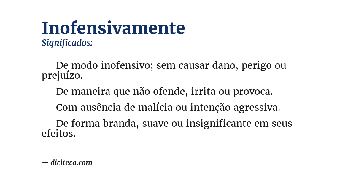 Significado de inofensivamente