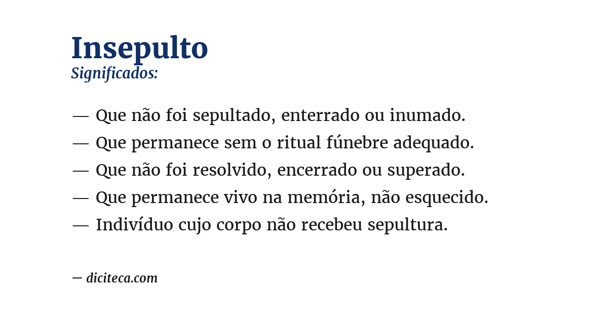 Significado de insepulto