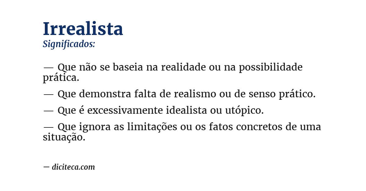 Significado de irrealista