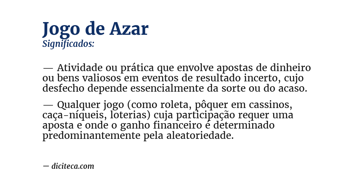 Significado de jogo de azar