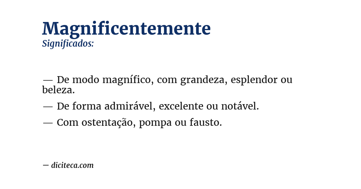 Significado de magnificentemente