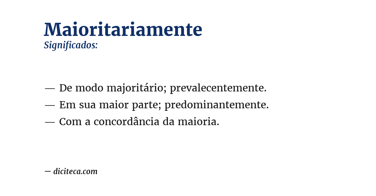 Significado de maioritariamente