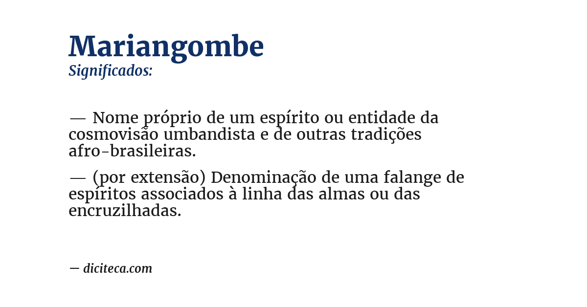 Significado de mariangombe