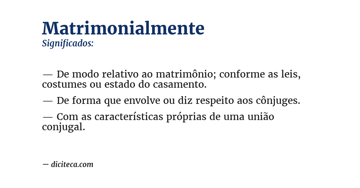 Significado de matrimonialmente