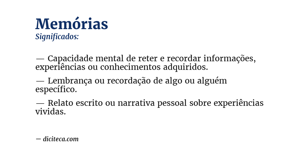 Significado de memórias