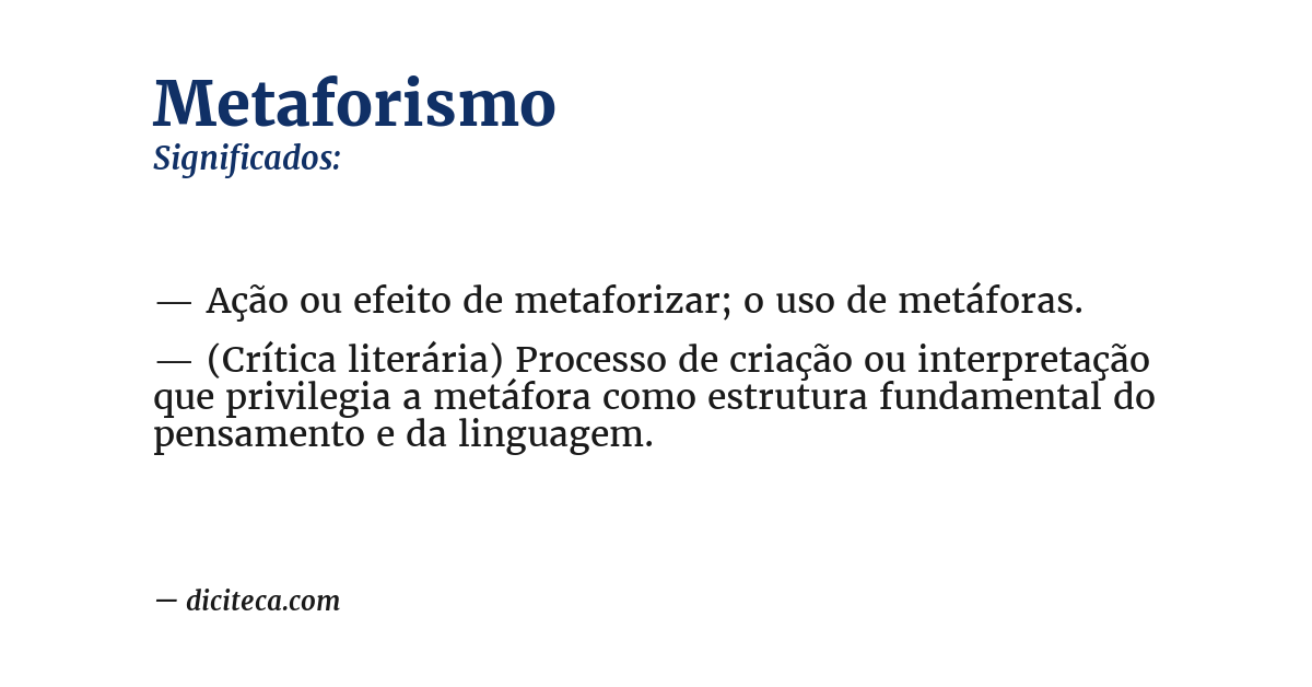 Significado de metaforismo