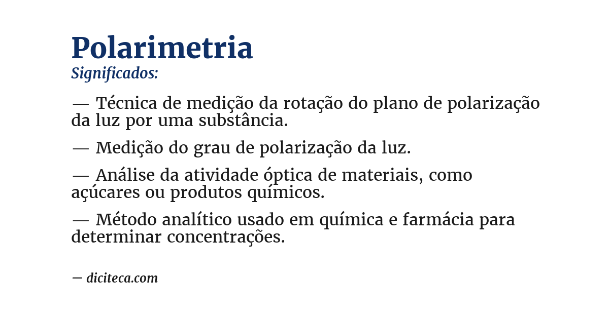Significado de polarimetria