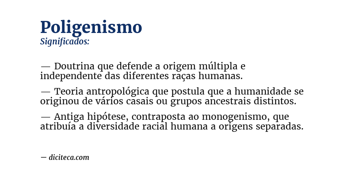 Significado de poligenismo