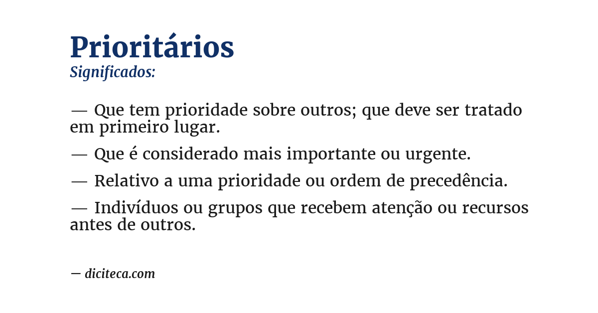 Significado de prioritários