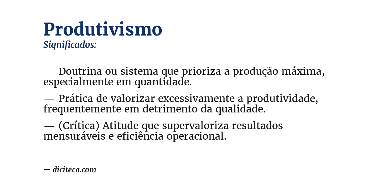 Significado de produtivismo
