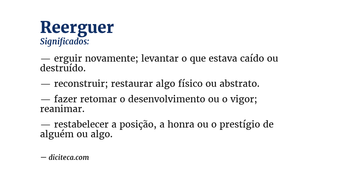 Significado de reerguer