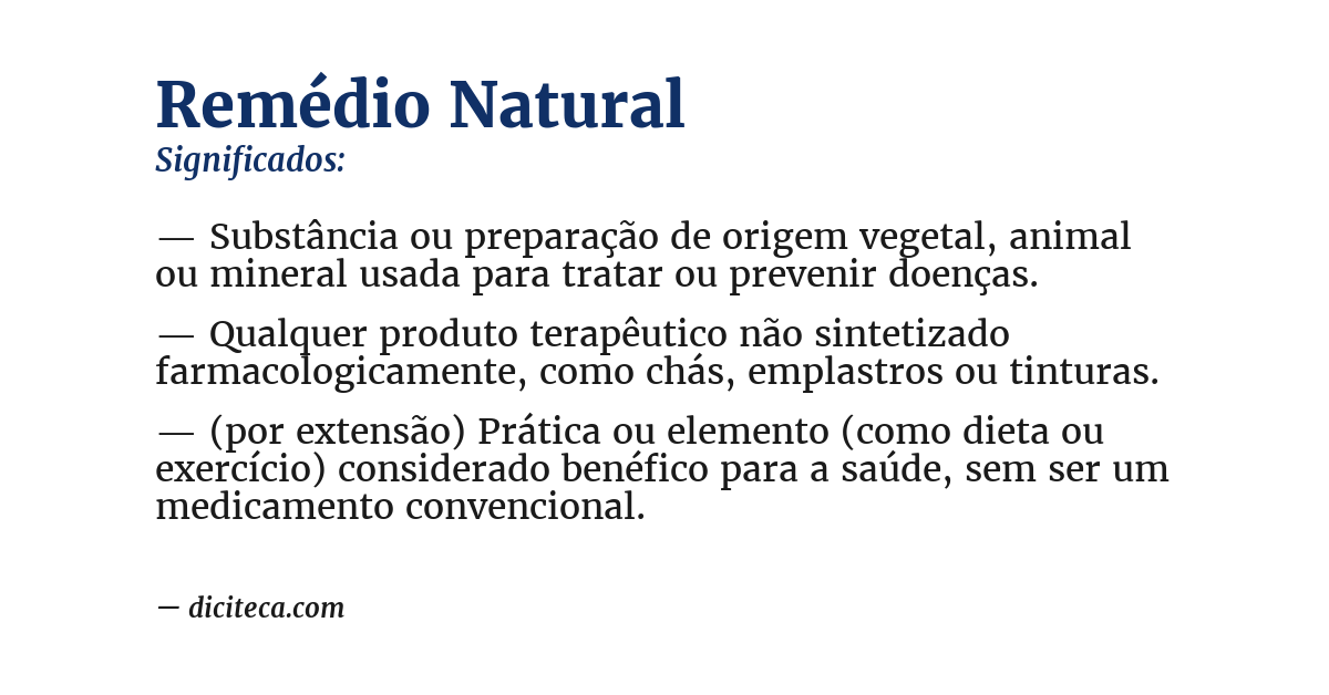 Significado de remédio natural