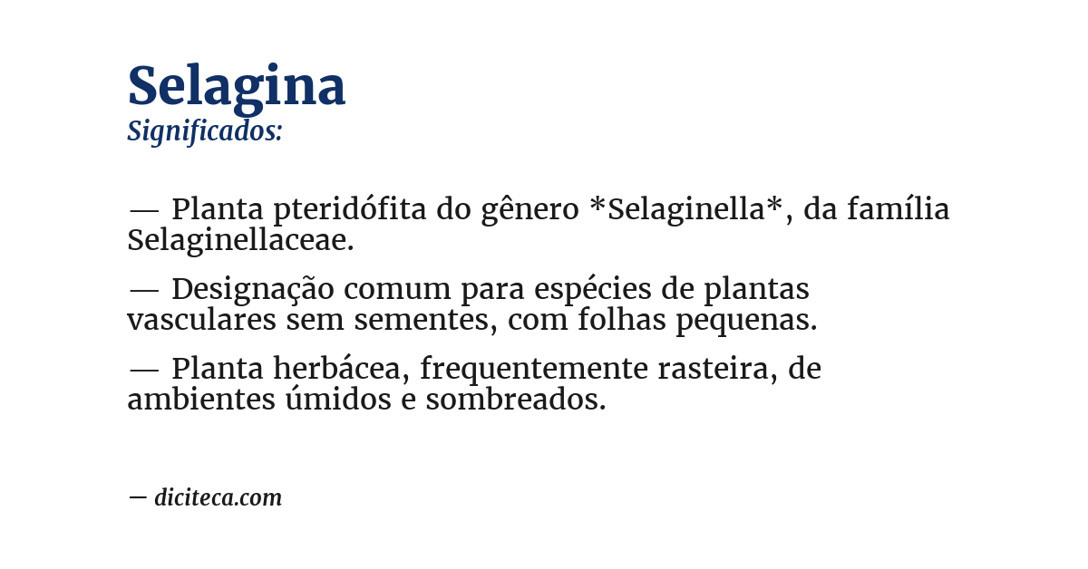 Significado de selagina