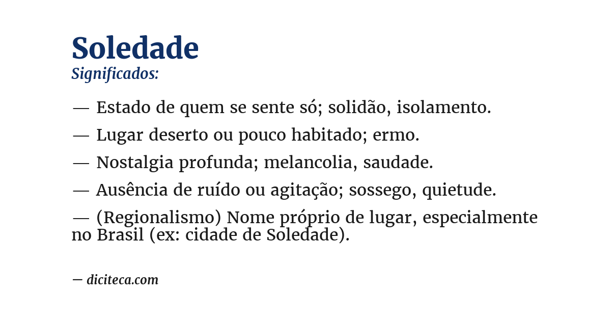 Significado de soledade