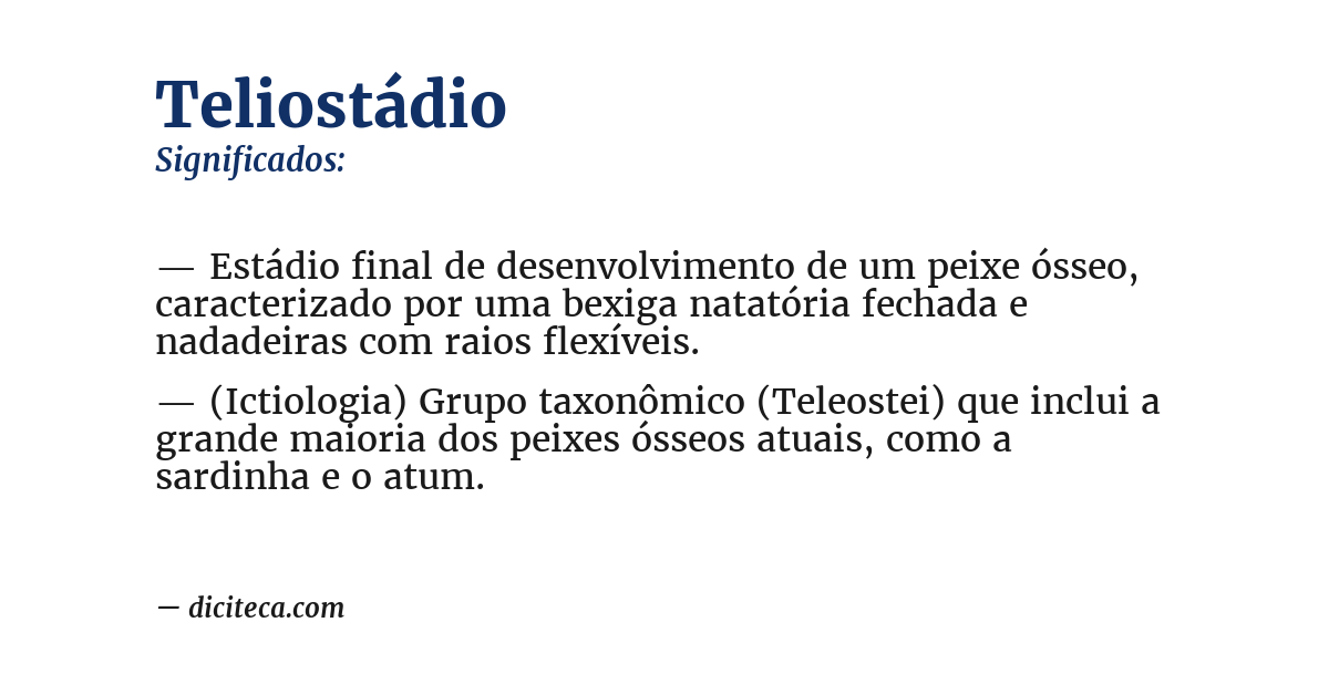 Significado de teliostádio