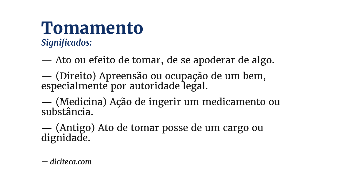 Significado de tomamento
