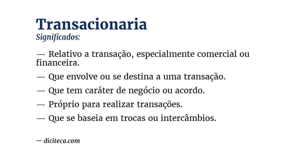 Significado de transacionaria