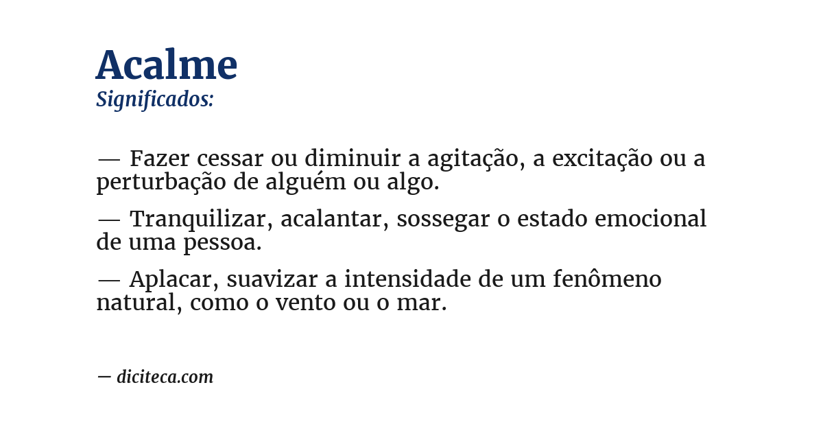 Significado de acalme
