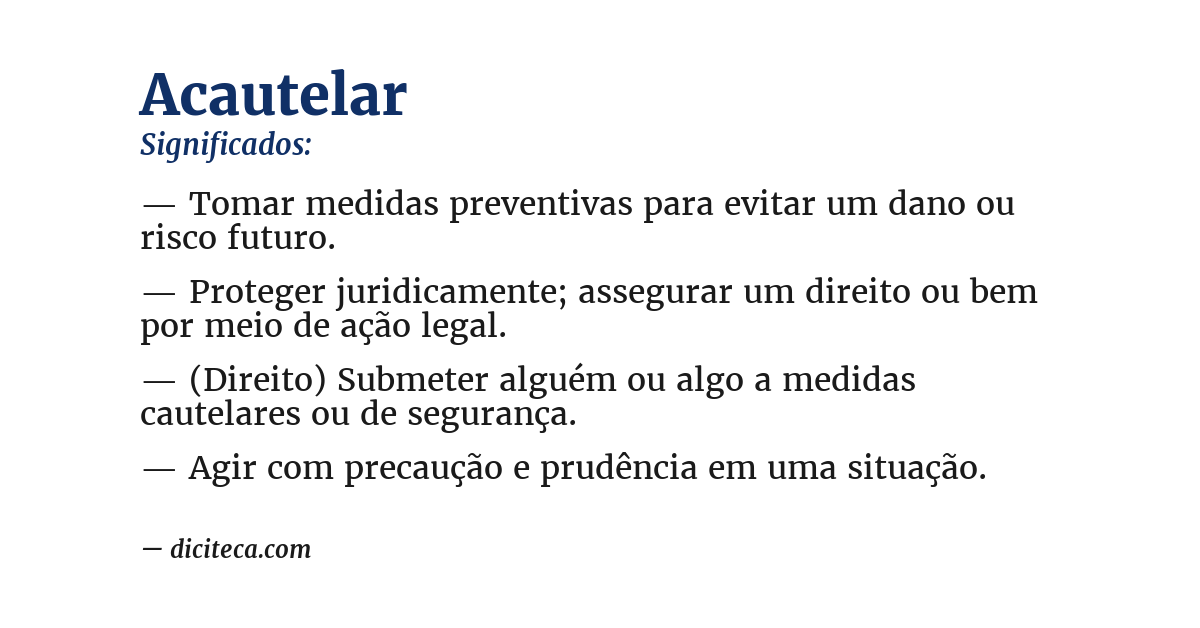 Significado de acautelar