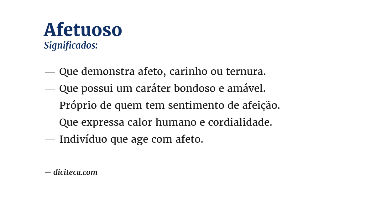Significado de afetuoso