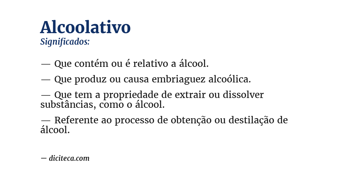 Significado de alcoolativo