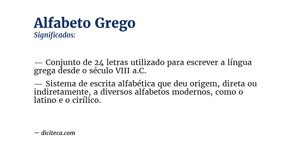 Significado de alfabeto grego