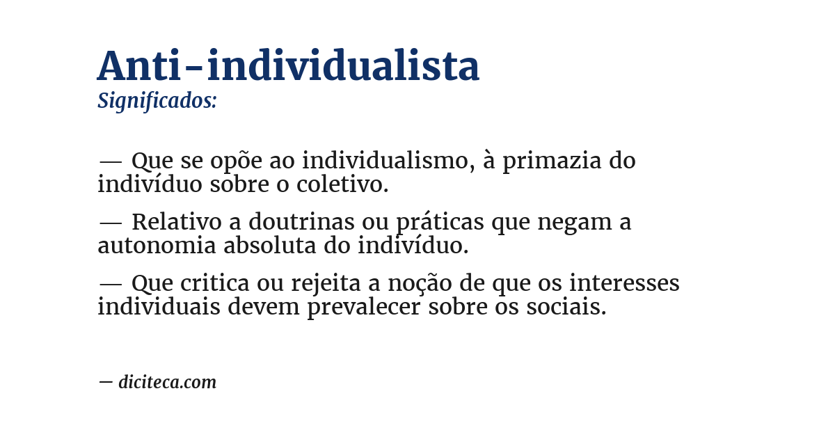 Significado de anti-individualista