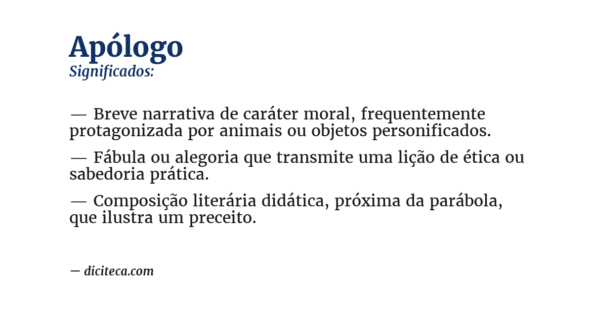 Significado de apólogo