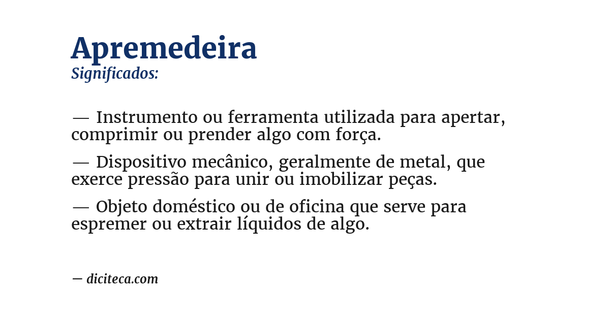 Significado de apremedeira