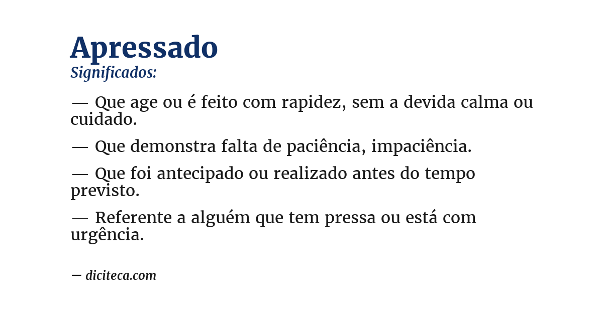 Significado de apressado