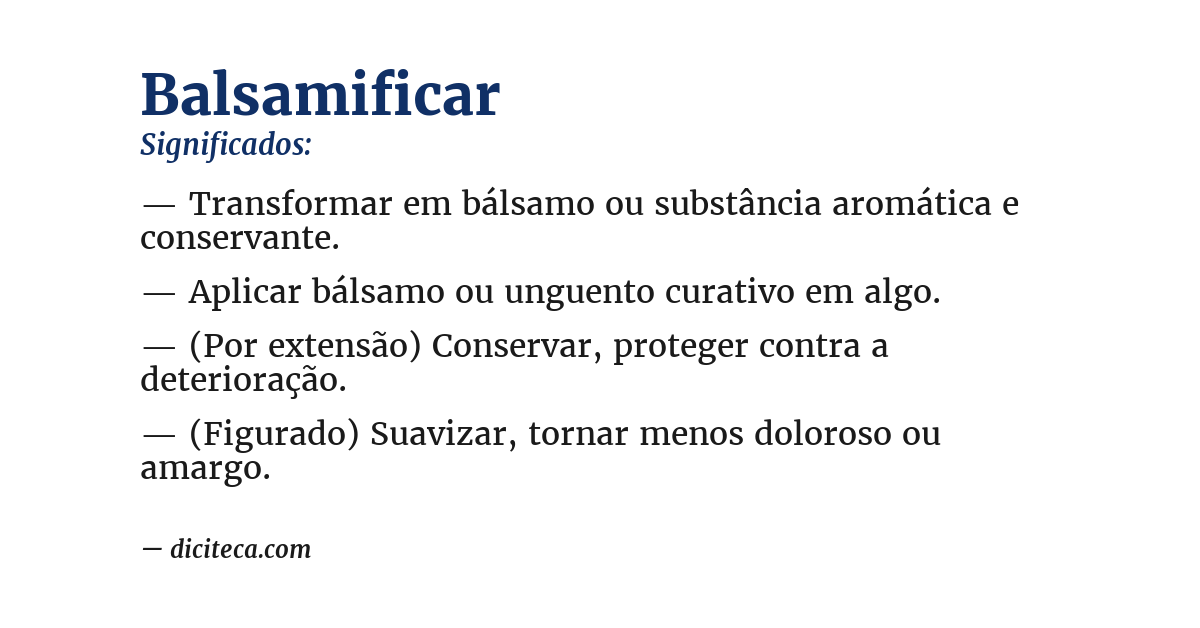 Significado de balsamificar