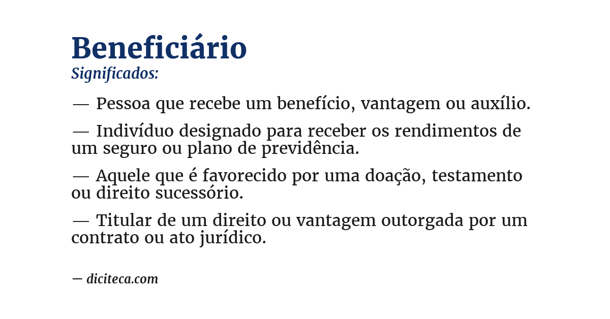 Significado de beneficiário